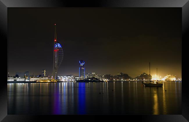 Spinnaker Tower At Night Framed Print by Sandi-Cockayne ADPS