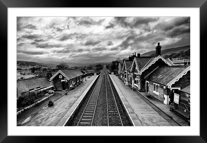 Settle Railway Station in Mono Framed Mounted Print by Sandi-Cockayne ADPS