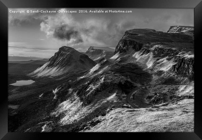 Quiraing Sunrise In Monochrome Framed Print by Sandi-Cockayne ADPS