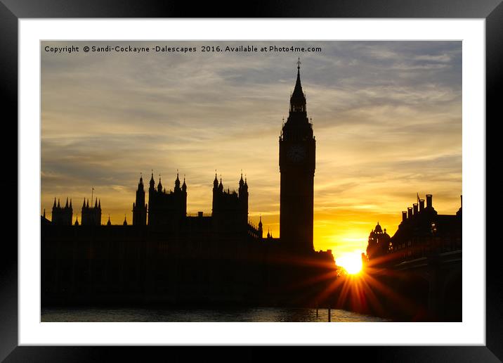 Westminster Silhouette & Sunset Framed Mounted Print by Sandi-Cockayne ADPS