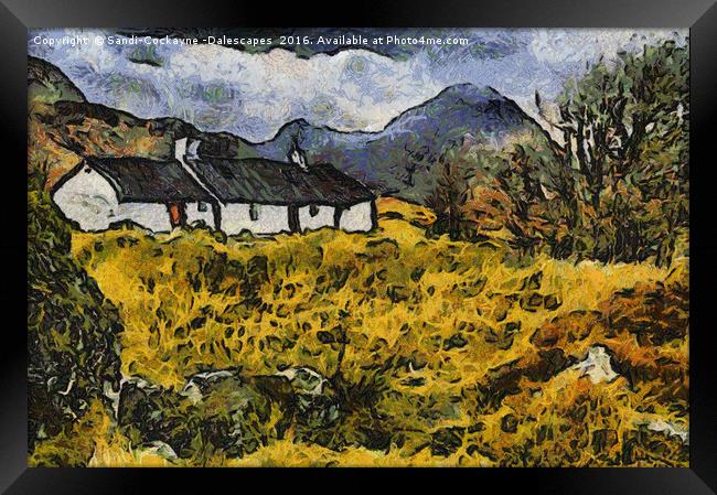 Black Rock Cottage, Glencoe - Painting Framed Print by Sandi-Cockayne ADPS