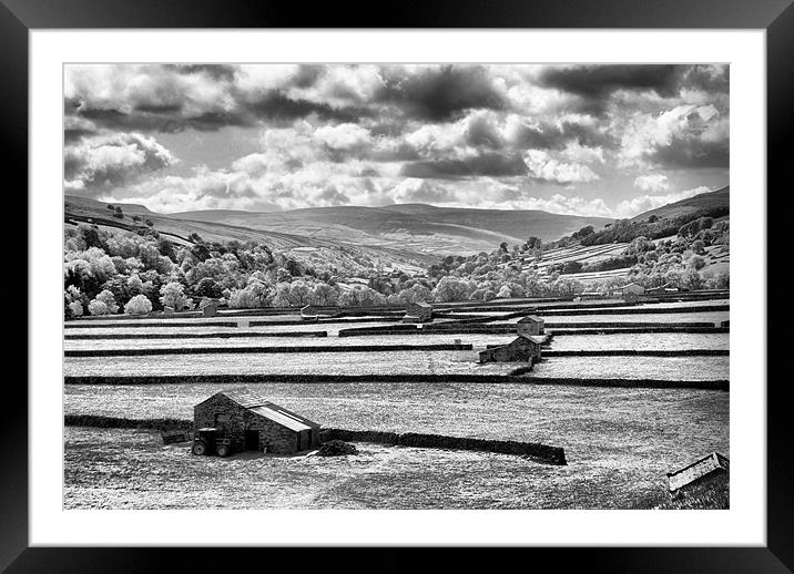 Dalescape ~ Swaledale, The Dales, Black & White Framed Mounted Print by Sandi-Cockayne ADPS