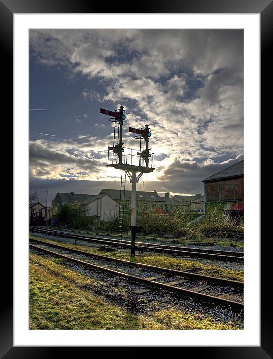 Semaphore Signal silhouette Framed Mounted Print by Colin irwin