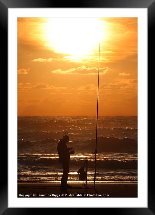 Fishing at Sunset Framed Mounted Print by Samantha Higgs