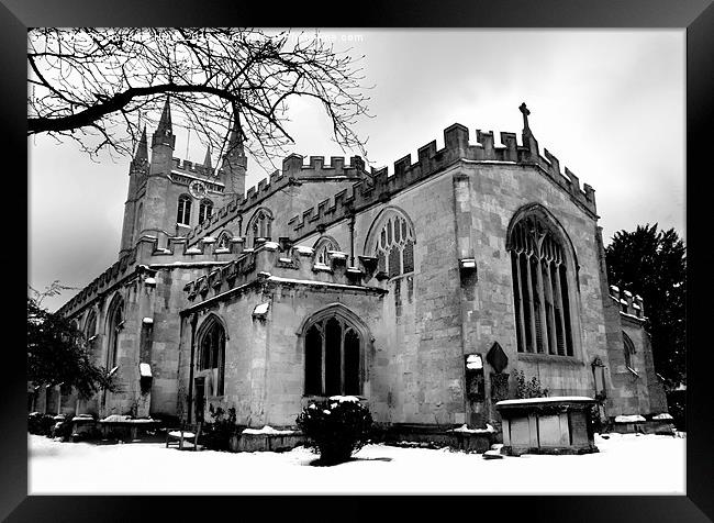 St Nicholas Church In The Snow Framed Print by Samantha Higgs