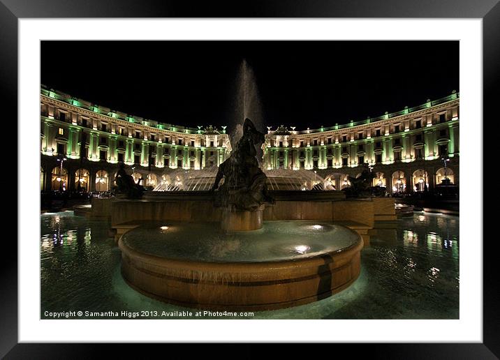 Piazza Della Repubblica by Night Framed Mounted Print by Samantha Higgs