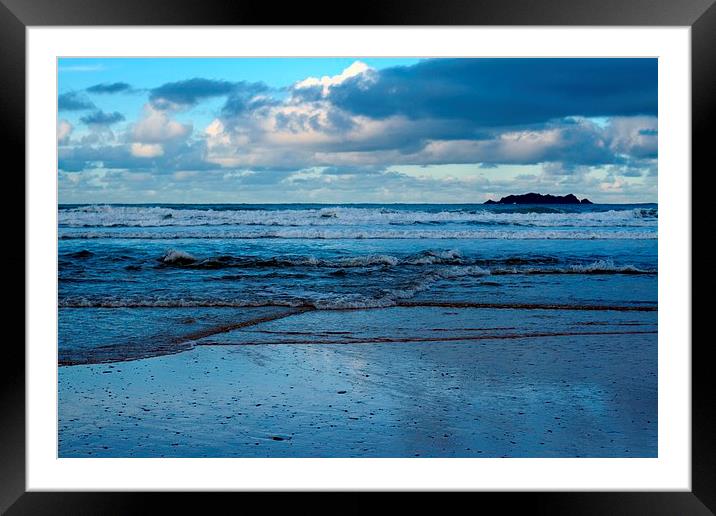 Evening at Harlyn Bay - Cornwall Framed Mounted Print by Samantha Higgs