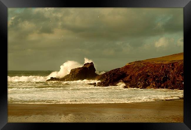 Surf Splash - Trevone Bay Framed Print by Samantha Higgs