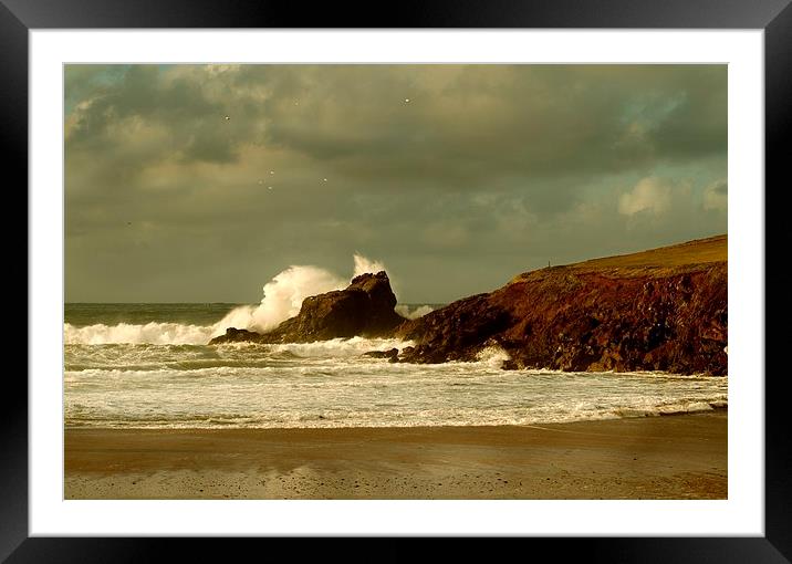 Surf Splash - Trevone Bay Framed Mounted Print by Samantha Higgs