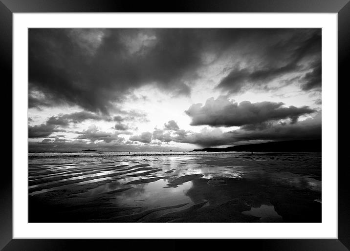 Harlyn Bay in Black and White Framed Mounted Print by Samantha Higgs