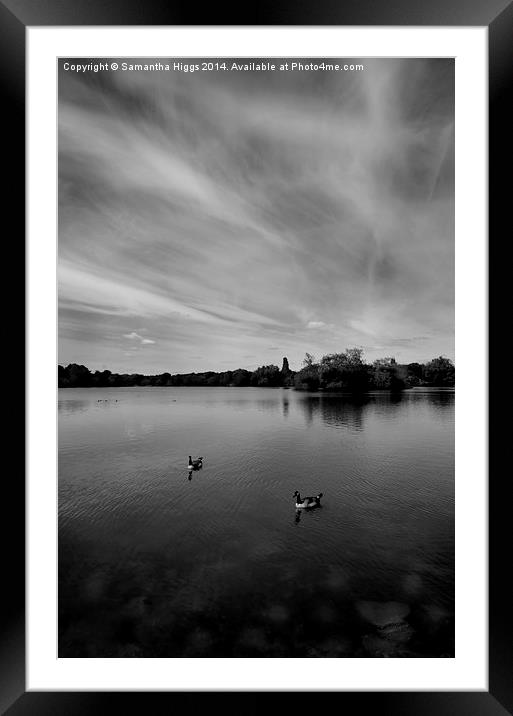 Thatcham Lakes in Black and White Framed Mounted Print by Samantha Higgs