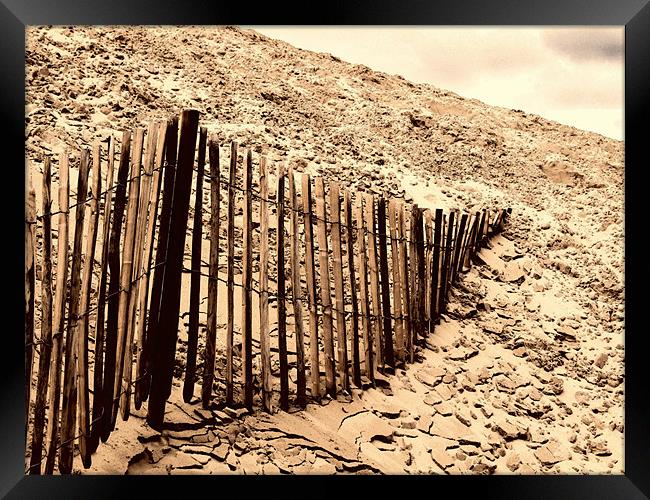 Fence - Dune of Pilat Framed Print by Samantha Higgs