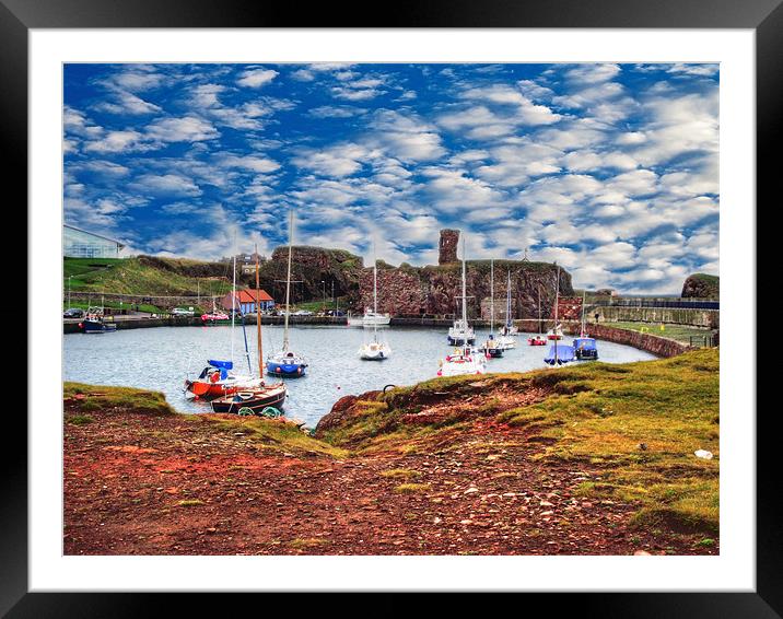 Dunbar Harbour and Castle Framed Mounted Print by Christine Jeffrey