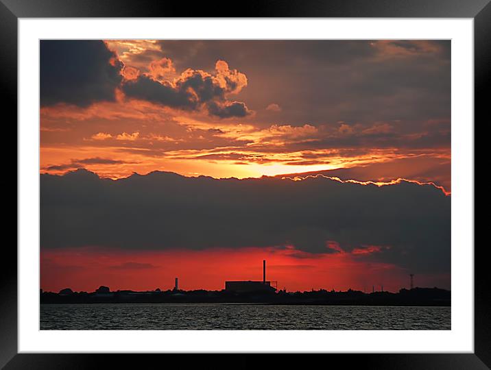 Sunset over Portsmouth Framed Mounted Print by Christine Jeffrey
