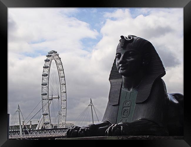 Sphinx guarding the London Eye Framed Print by Christine Jeffrey