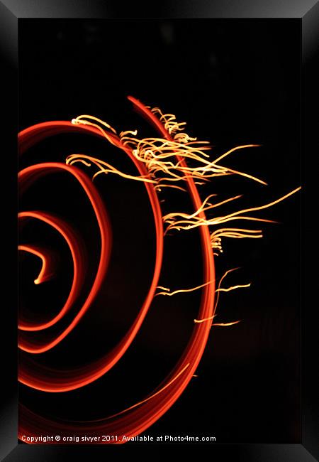 Red Swirl, Fire ribbon Art, fire Framed Print by craig sivyer