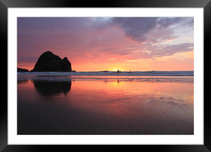 Surfers Beach Sunset Framed Mounted Print by craig sivyer