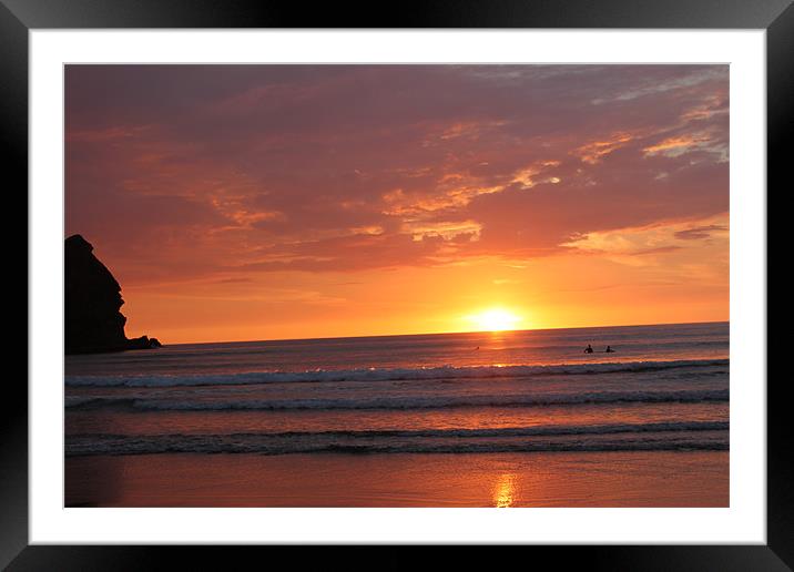 surfers sunset Framed Mounted Print by craig sivyer