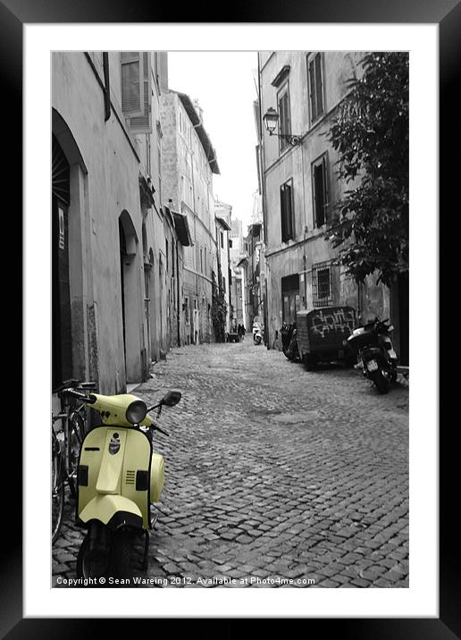 Yellow scooter Framed Mounted Print by Sean Wareing