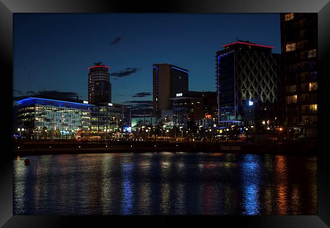  Media City Lights Framed Print by Sean Wareing