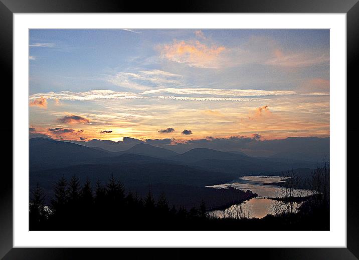 Sunset by Loch Garry Framed Mounted Print by Carol Kelly 