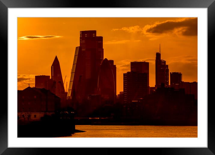 Sunset Over The City of London Framed Mounted Print by peter tachauer
