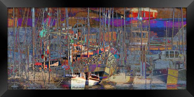 Boats and Masts Maldon  Framed Print by peter tachauer