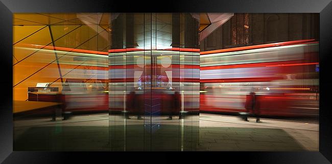 Red Bus Reflection Framed Print by peter tachauer
