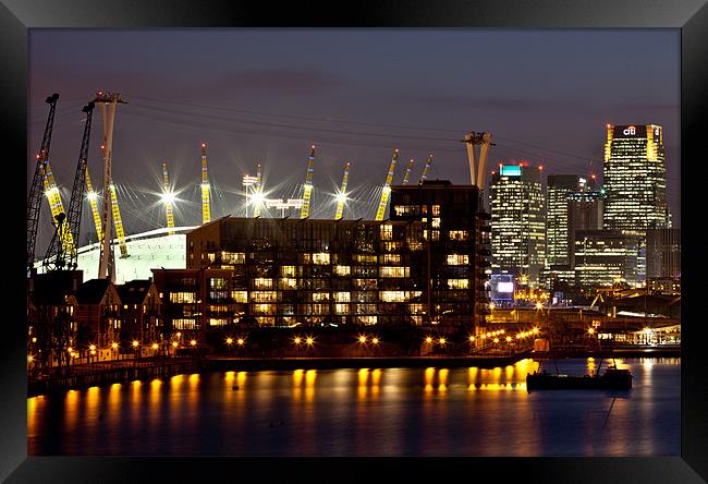 London Docklands by Night Framed Print by peter tachauer