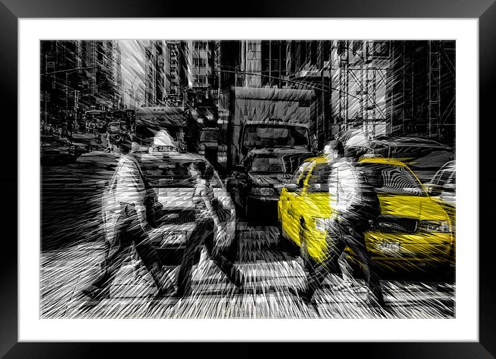 Yellow Cab Jazz Framed Mounted Print by peter tachauer