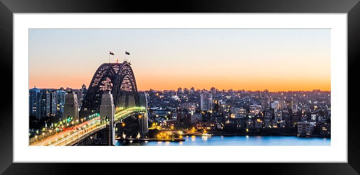 Sydney Dawn Panorama Framed Mounted Print by peter tachauer