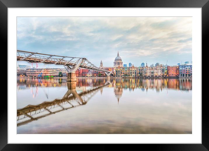  River Thames at Dawn Framed Mounted Print by peter tachauer