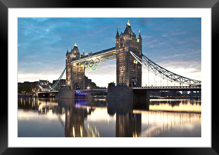  Tower Bridge and Olympic Rings Framed Mounted Print by peter tachauer