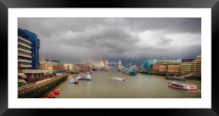 Thames Vista with Rainbow Framed Mounted Print by peter tachauer