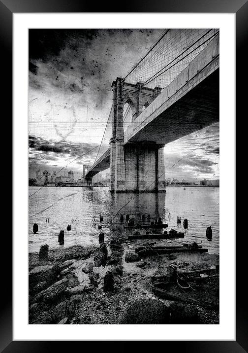Brooklyn Bridge  New York City (Old Style) Framed Mounted Print by peter tachauer