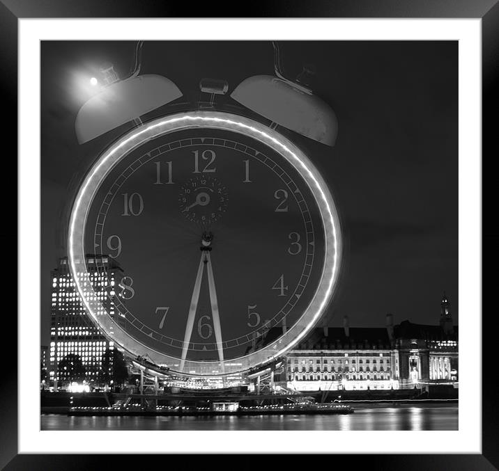 Tick Tock - London Eye Clock Framed Mounted Print by peter tachauer