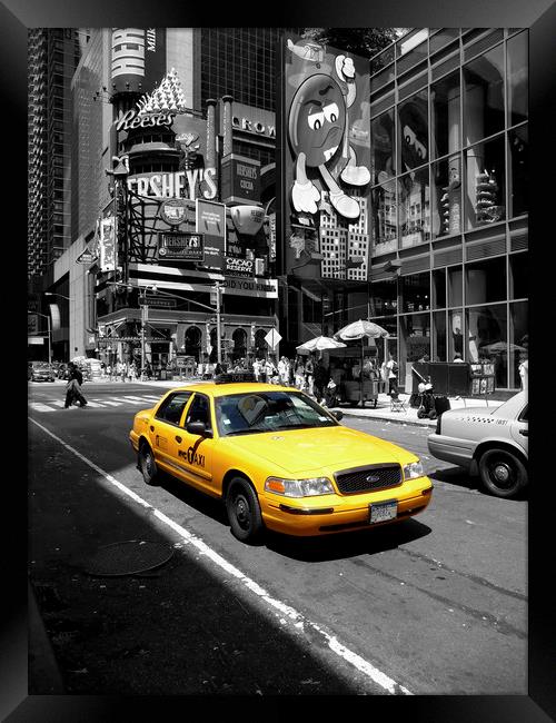 Yellow Cab Manhattan Framed Print by peter tachauer