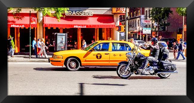 Cab and Harley Manhattan Framed Print by peter tachauer