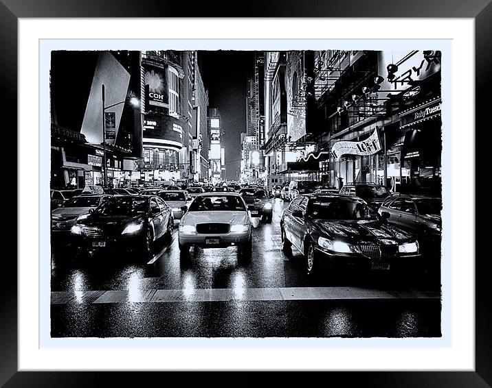 Times Square - Film Noir style Framed Mounted Print by peter tachauer