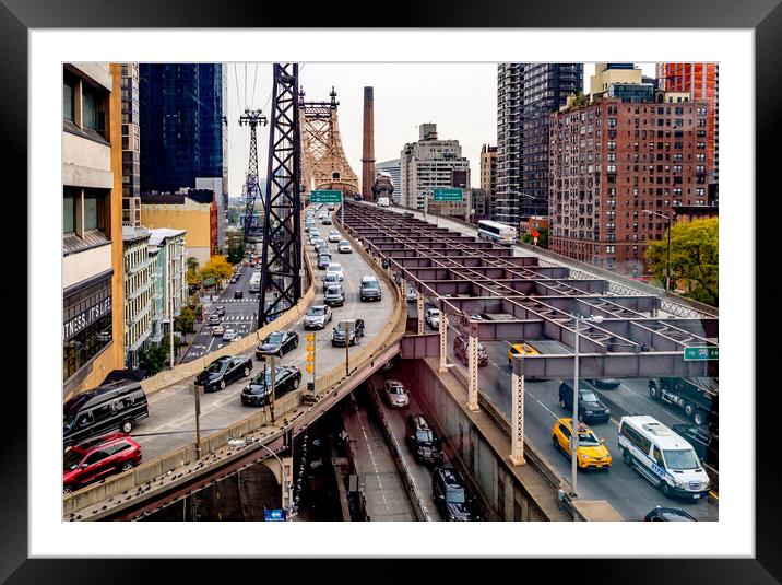 59th Street Bridge Manhattan Framed Mounted Print by peter tachauer