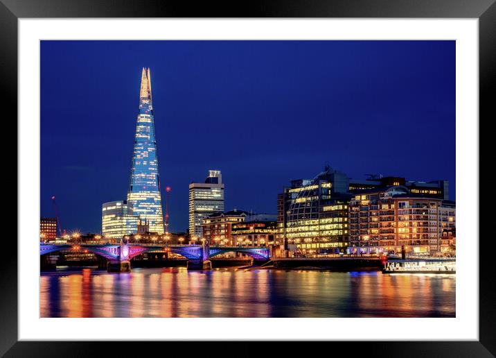 River Thames Night Framed Mounted Print by peter tachauer