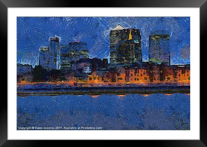 Docklands Digital Art Framed Mounted Print by Dawn O'Connor