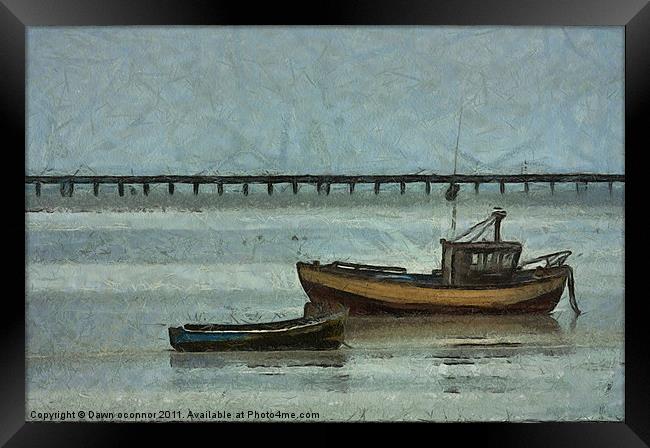 Fishing Boats and Southend-on-Sea Pier Framed Print by Dawn O'Connor