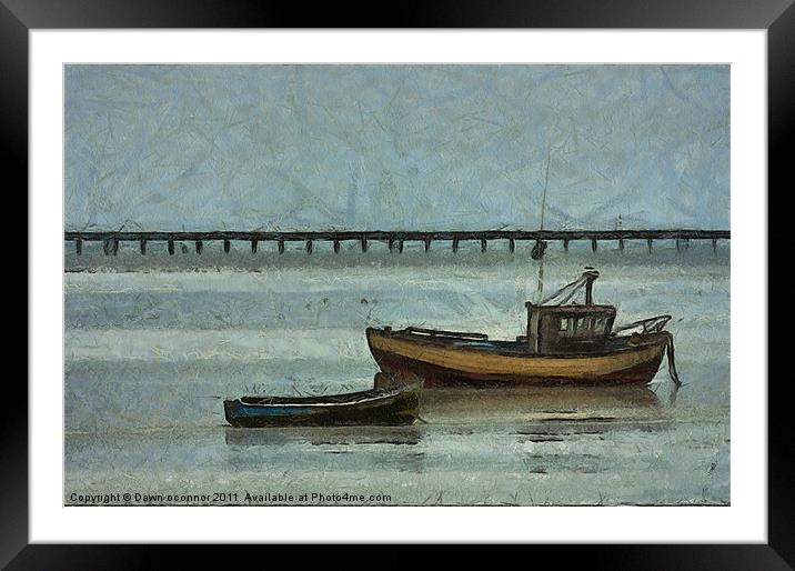 Fishing Boats and Southend-on-Sea Pier Framed Mounted Print by Dawn O'Connor