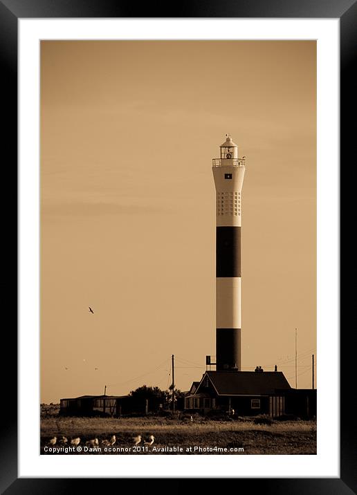 The New Lighthouse, Dungeness Kent Framed Mounted Print by Dawn O'Connor