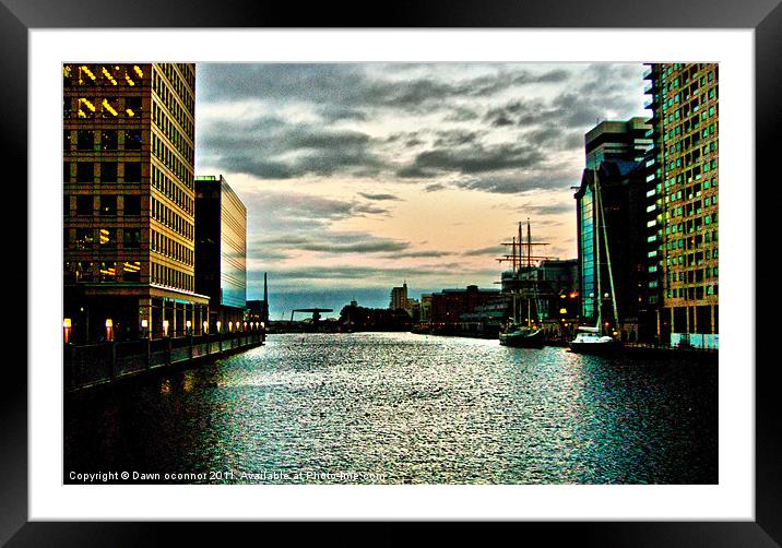 Docklands Sunset Framed Mounted Print by Dawn O'Connor
