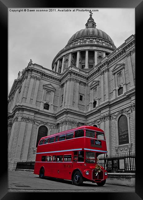 Red London Bus at St. Paul's Framed Print by Dawn O'Connor