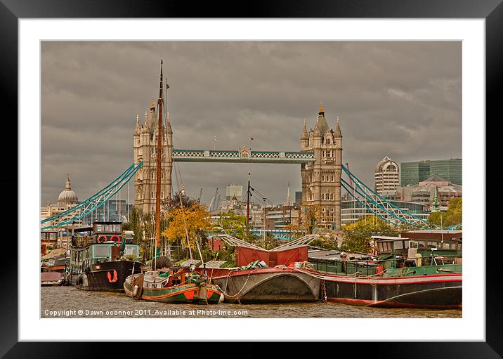 Tower of London Barges Framed Mounted Print by Dawn O'Connor