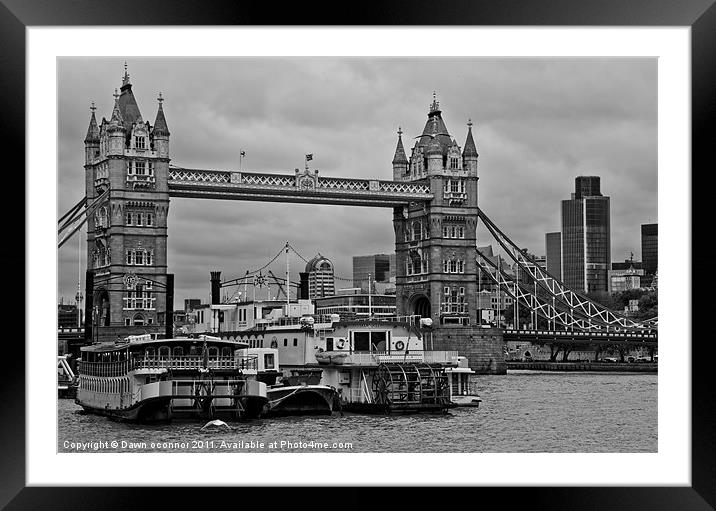 Tower Bridge and Paddleboats Framed Mounted Print by Dawn O'Connor