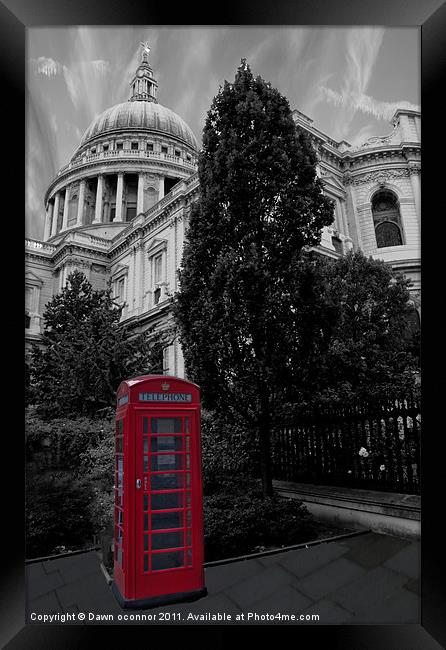 London Telephone Box Framed Print by Dawn O'Connor